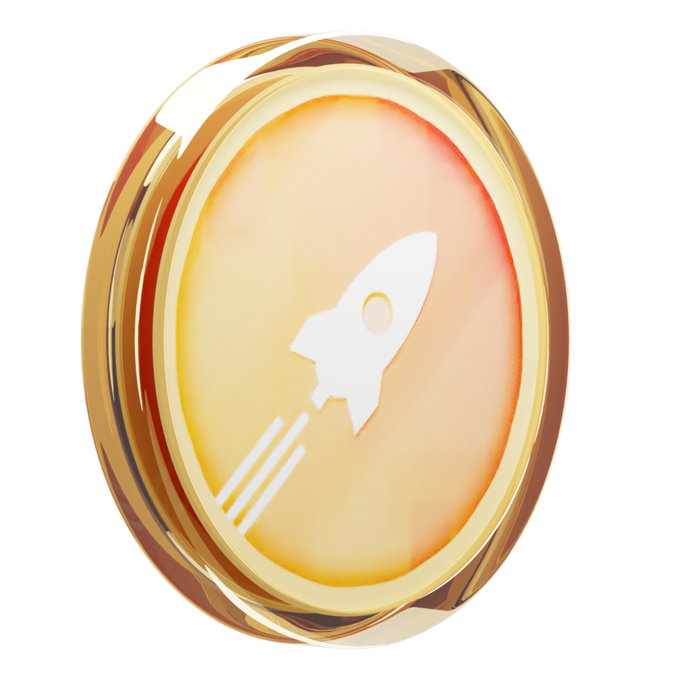 Rocket Pool ,RPL0002 Glass Crypto Coin 3D Illustration png