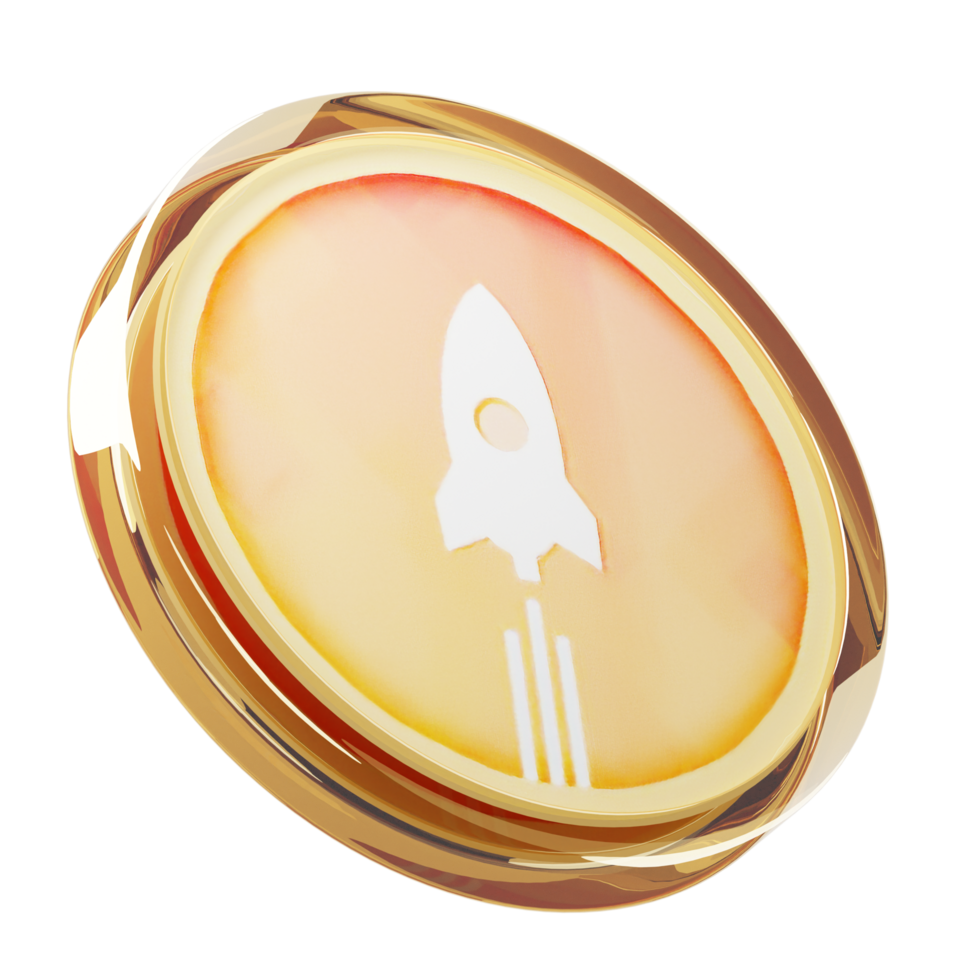 Rocket Pool ,RPL0005 Glass Crypto Coin 3D Illustration png