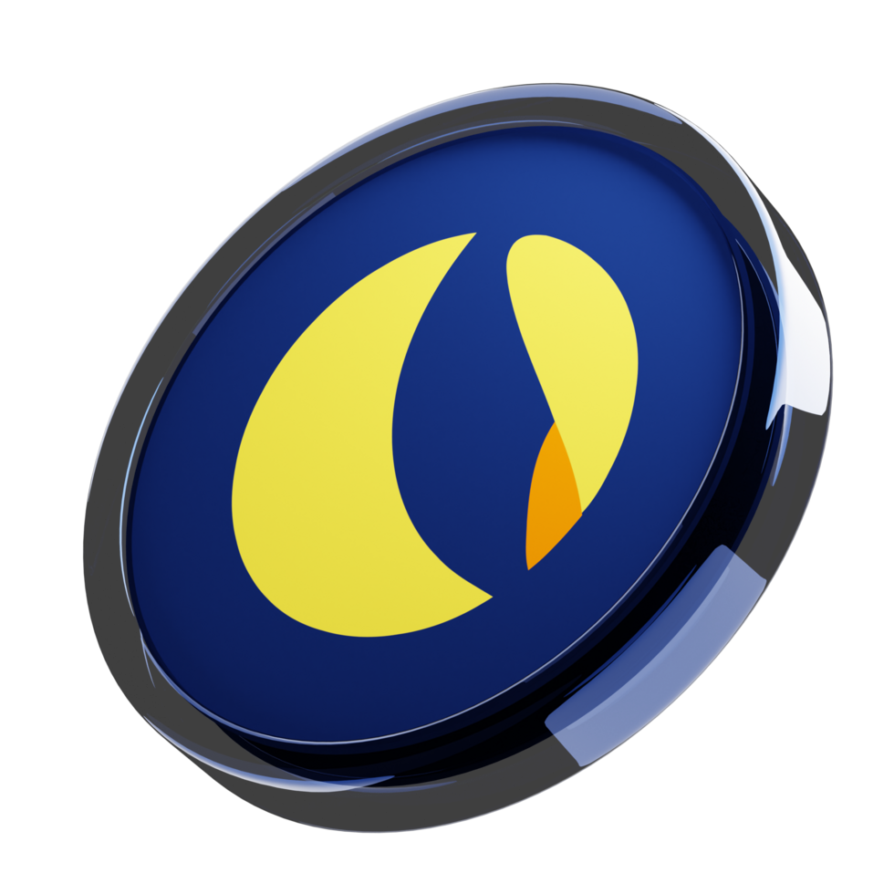 Terra Classic ,LUNC Glass Crypto Coin 3D Illustration png