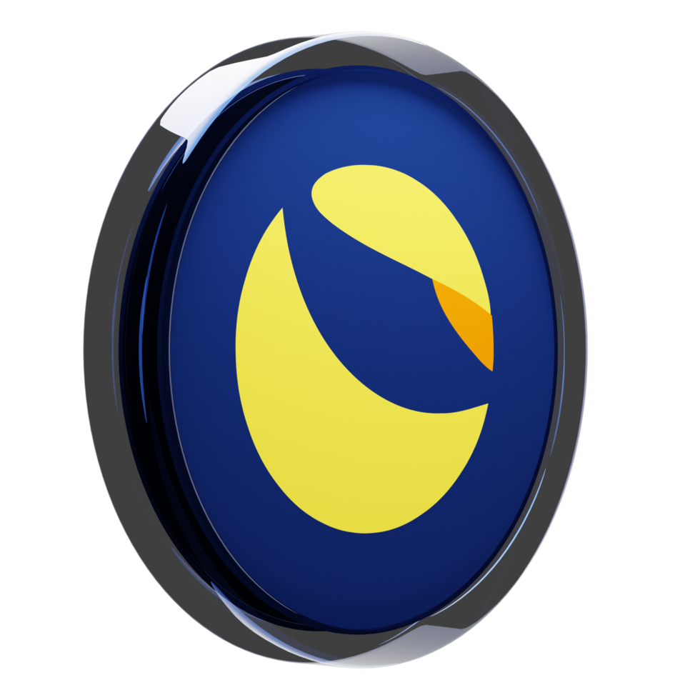 Terra Classic ,LUNC Glass Crypto Coin 3D Illustration png