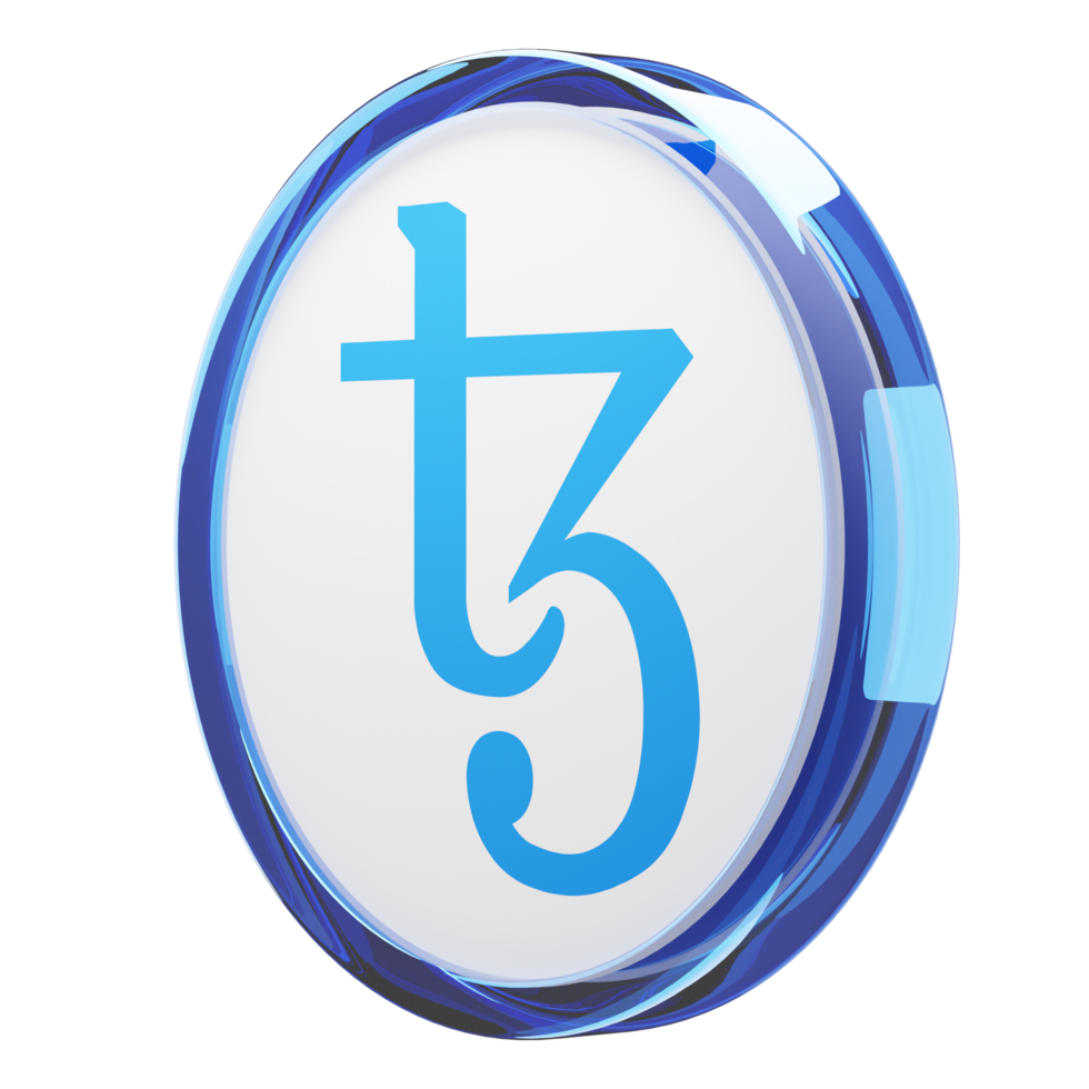 Tezos ,XTZ Glass Crypto Coin 3D Illustration png