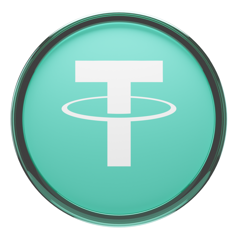 Tether ,USDT Glass Crypto Coin 3D Illustration png