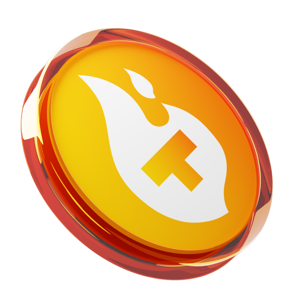 Theta Fuel ,TFUEL Glass Crypto Coin 3D Illustration png