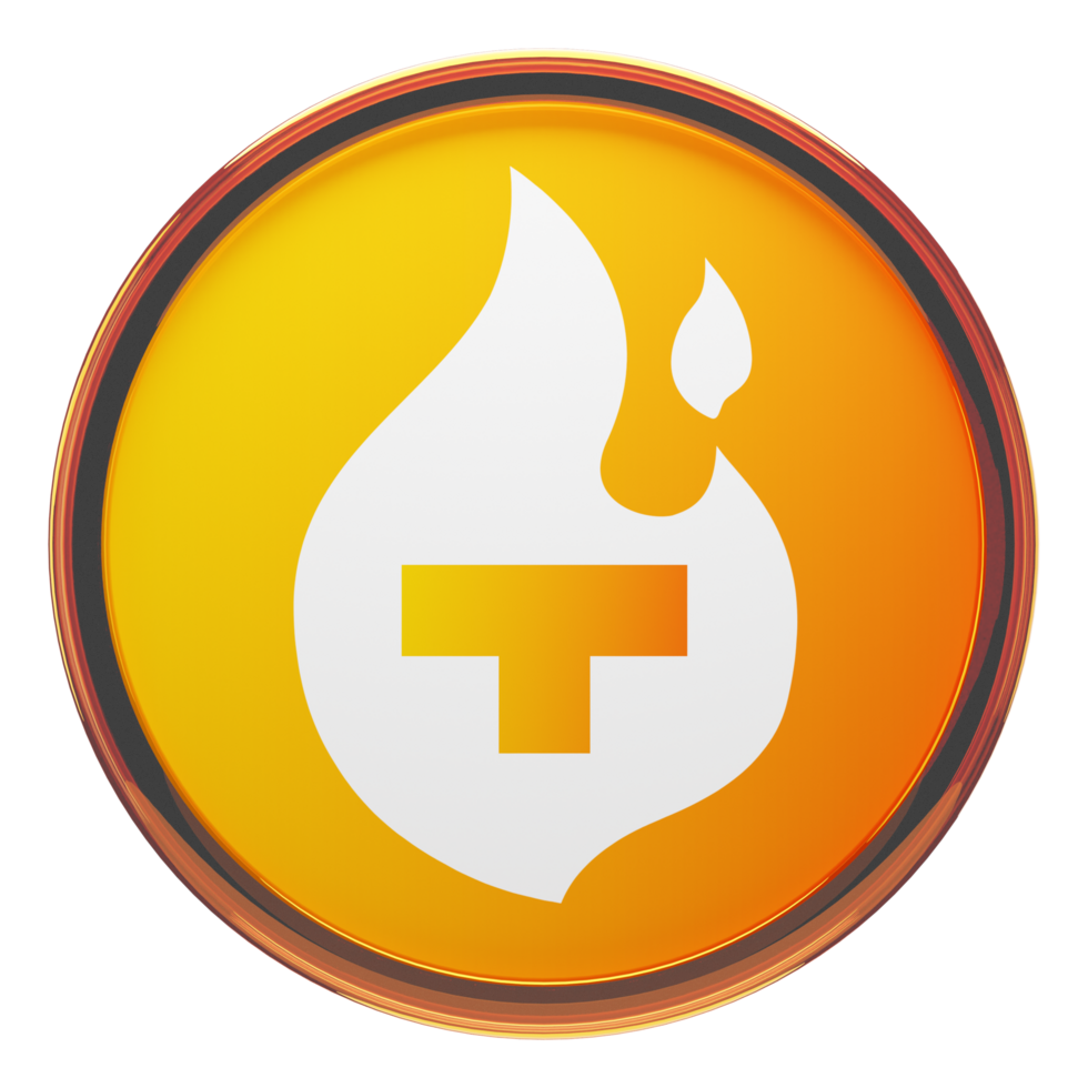 Theta Fuel ,TFUEL Glass Crypto Coin 3D Illustration png