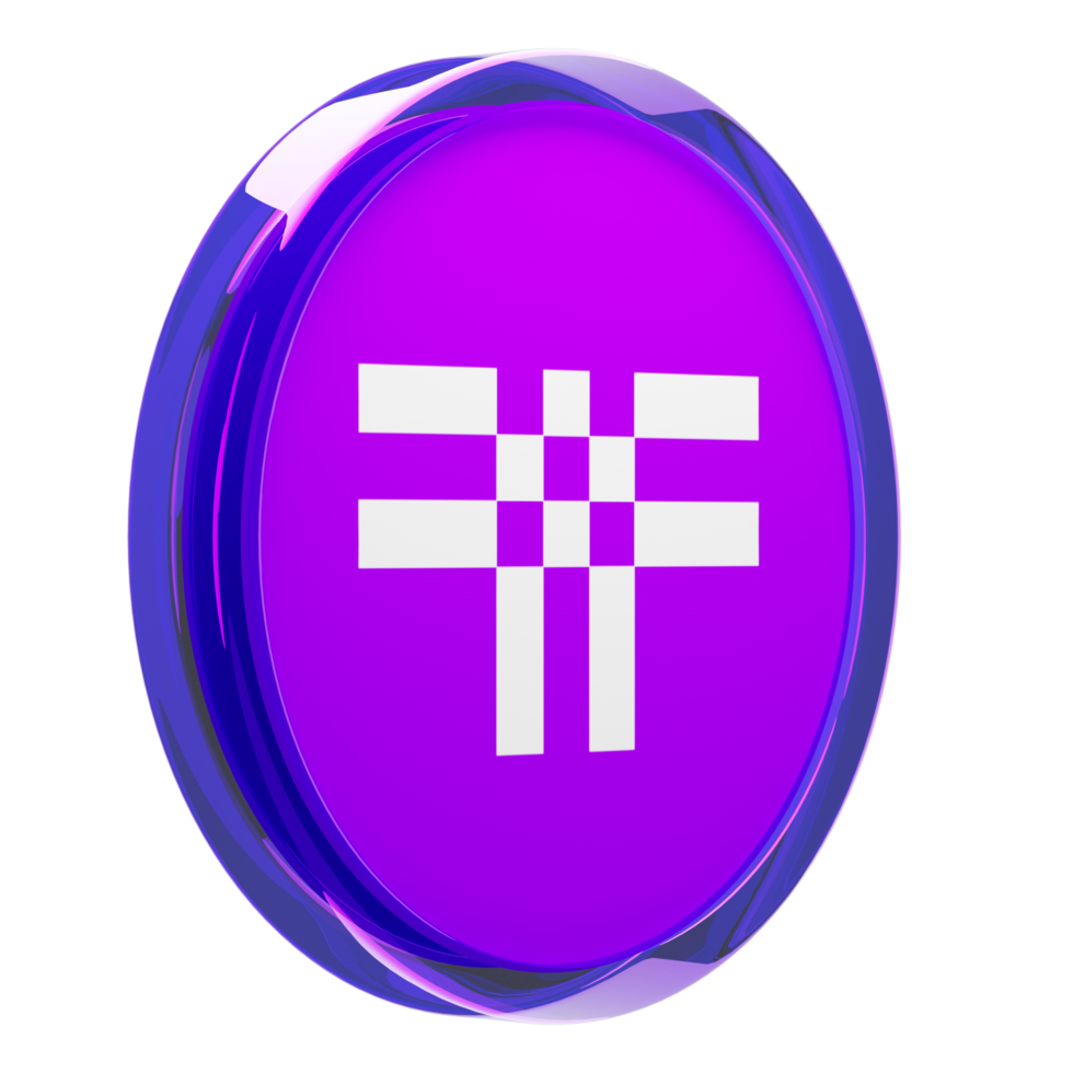 Threshold ,T Glass Crypto Coin 3D Illustration png