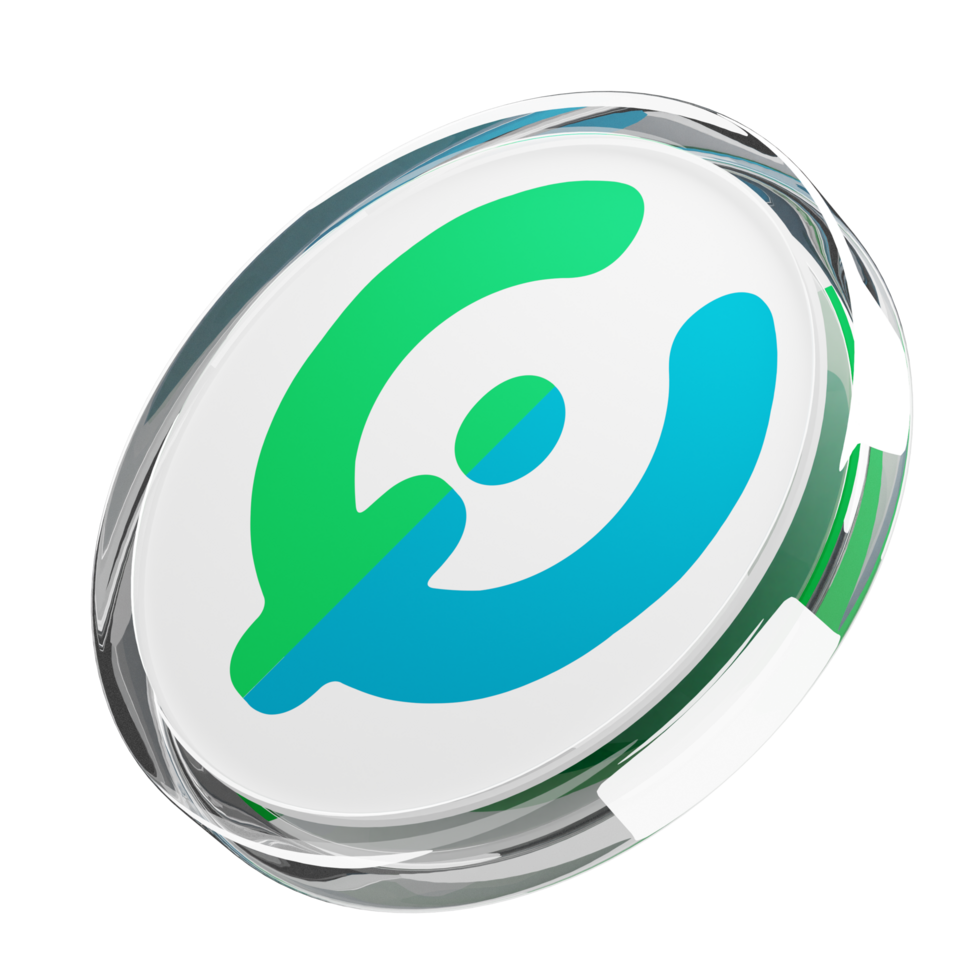 Toko Token ,TKO Glass Crypto Coin 3D Illustration png