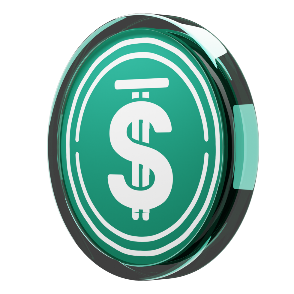 USDD Glass Crypto Coin 3D Illustration png