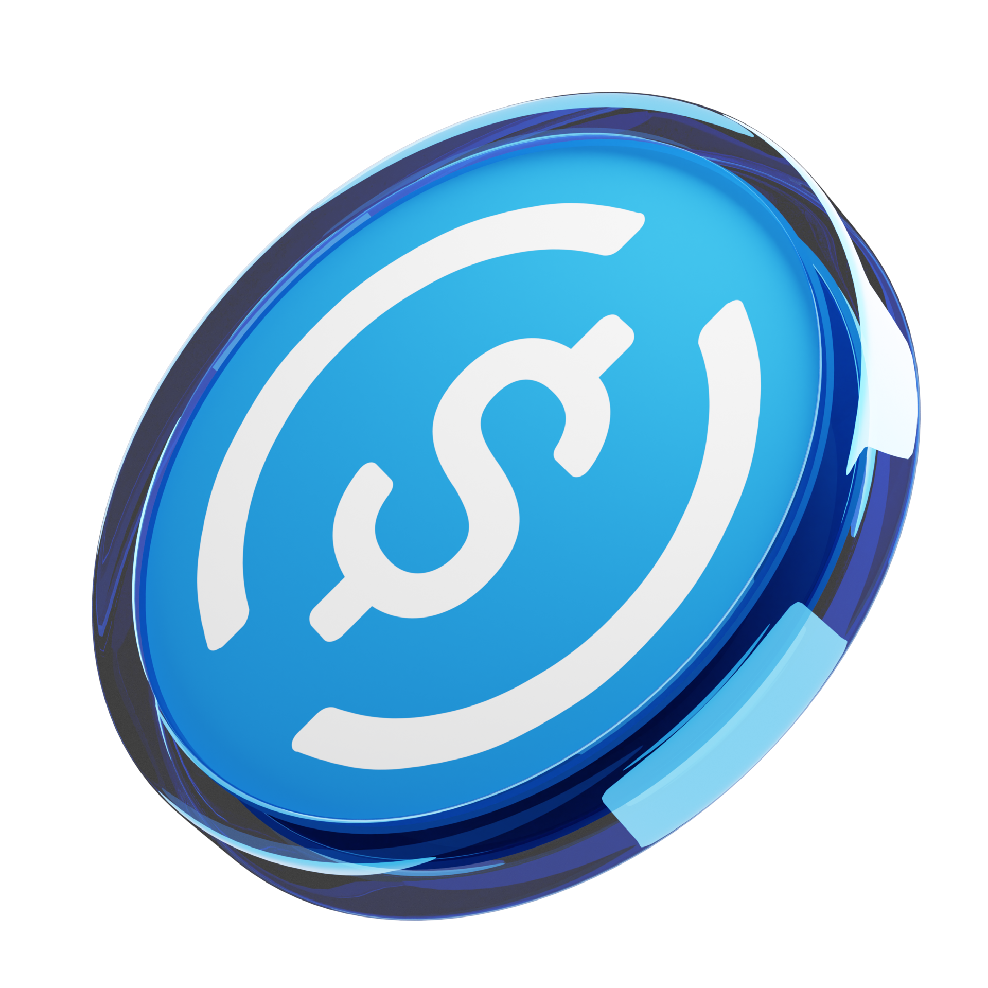 USD Coin USDC Glass Crypto Coin 3D Illustration 24093477 PNG