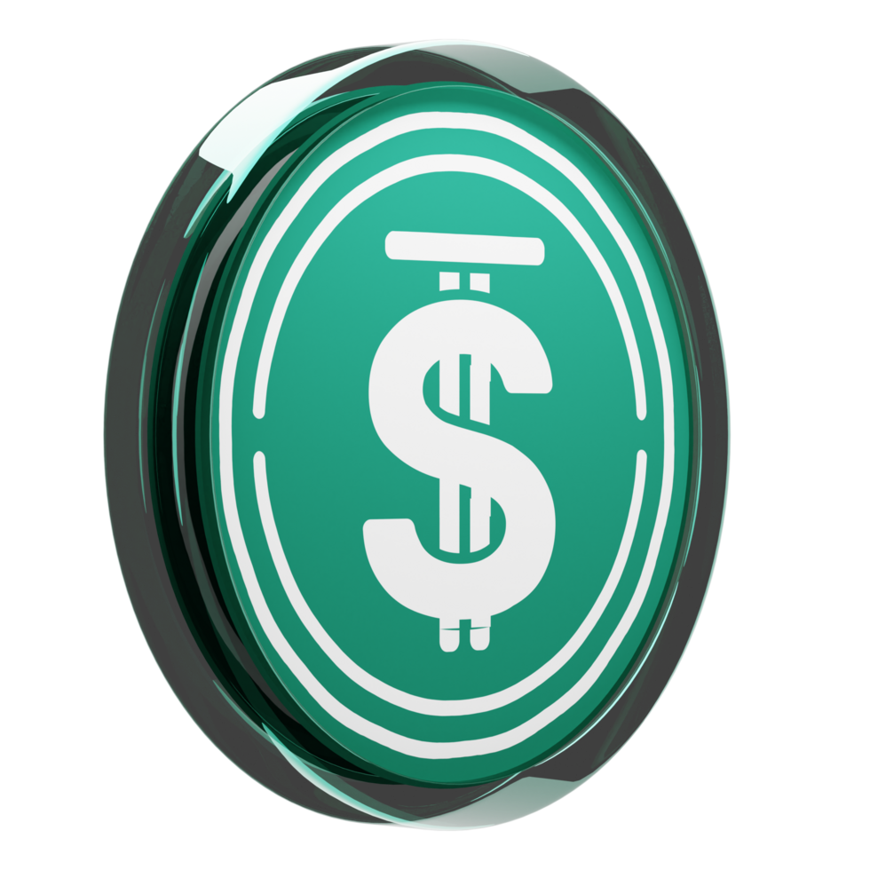 USDD Glass Crypto Coin 3D Illustration png