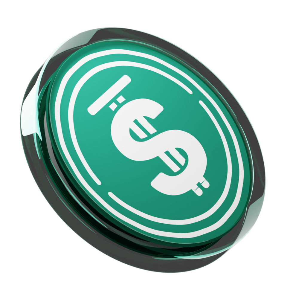 USDD Glass Crypto Coin 3D Illustration png