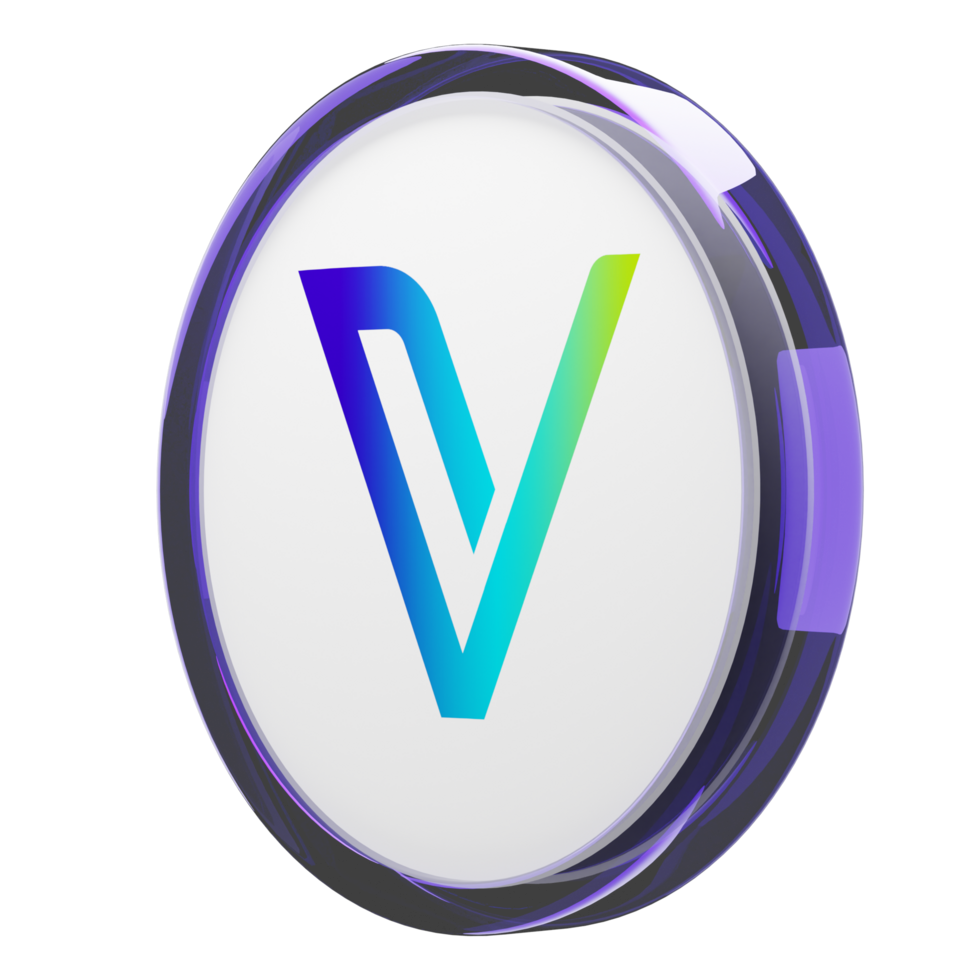 VeChain ,VET Glass Crypto Coin 3D Illustration png