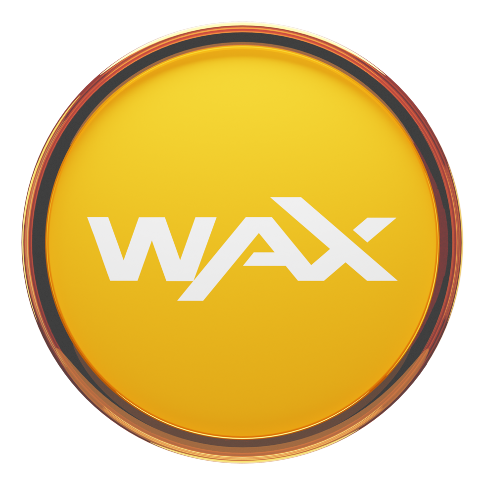 WAX ,WAXP Glass Crypto Coin 3D Illustration png