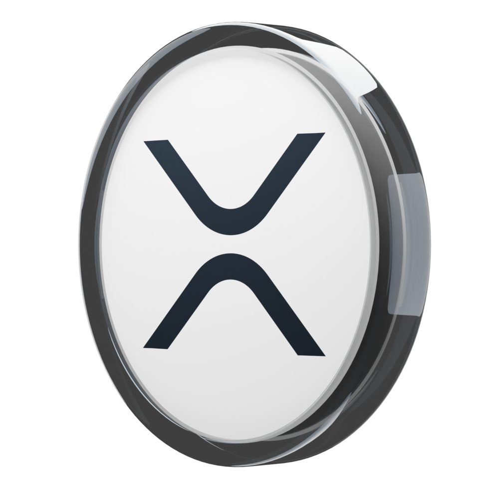 XRP Glass Crypto Coin 3D Illustration png