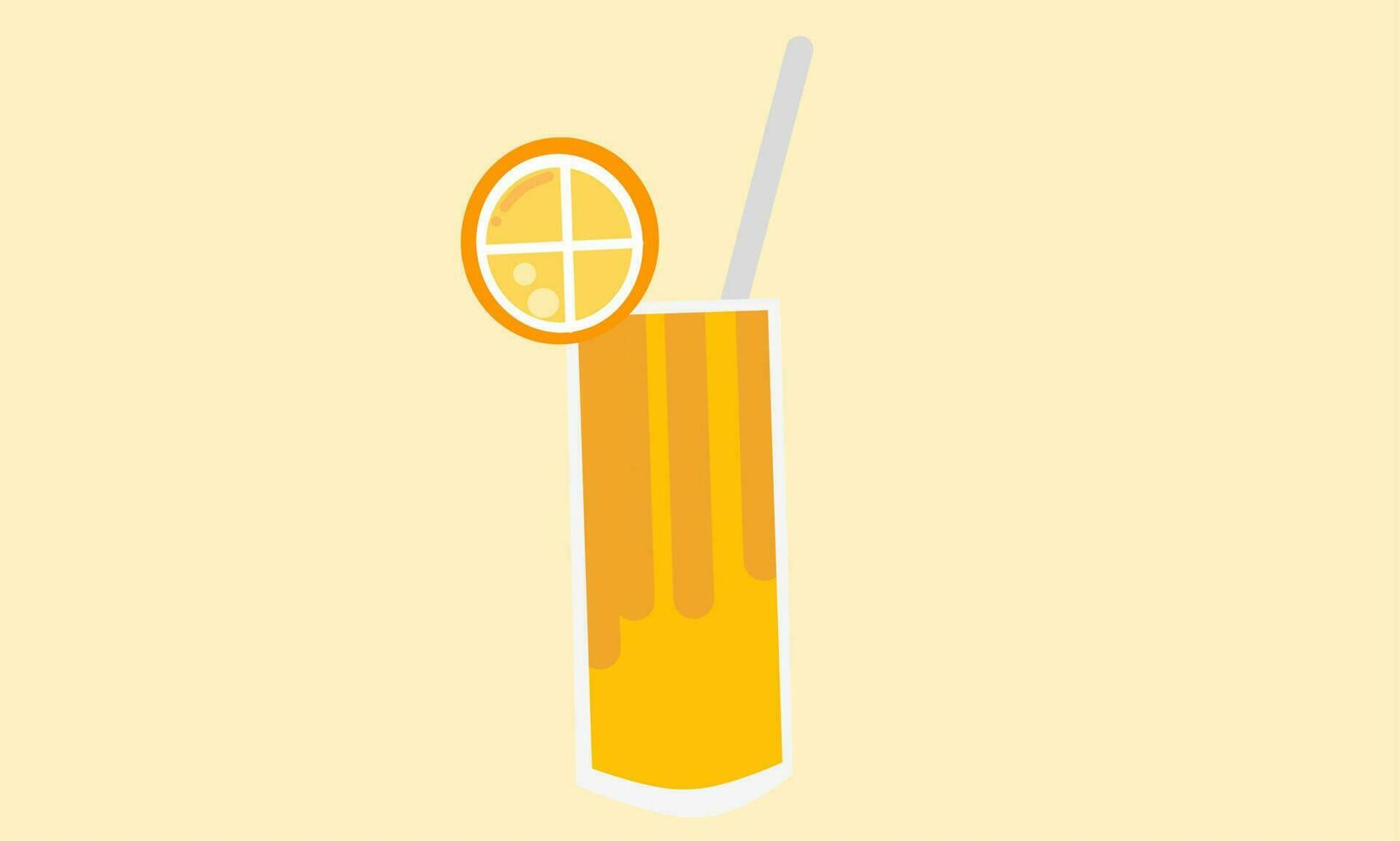 Vector illustration, orange drink in glass isolated on orange background