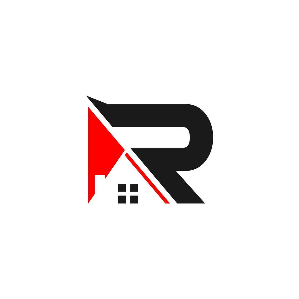 real inmuebles logo. forma inicial letra r aislado en blanco antecedentes. usable para negocio y edificio logotipos plano vector logo diseño modelo elemento.