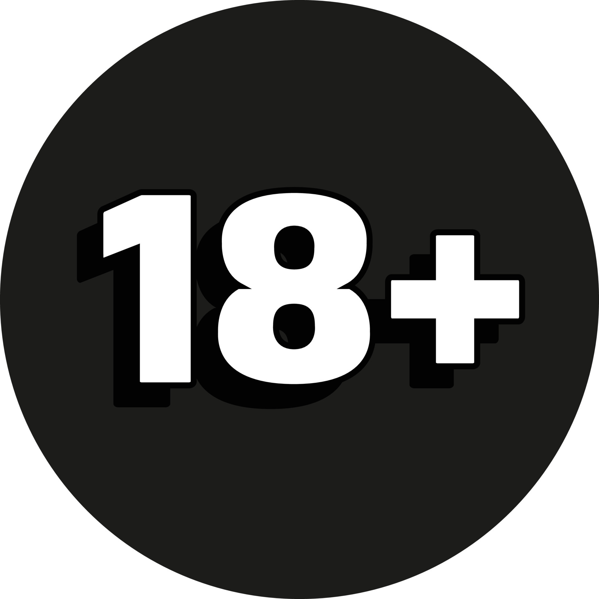 18 plus or 18 age limit sign. Age restriction or age limitation sign