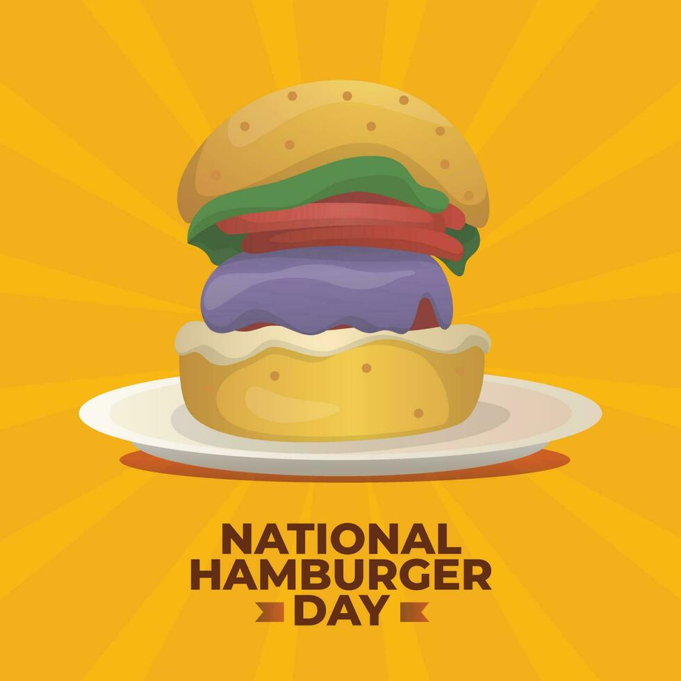 National Hamburger Day design template for celebration. hamburger vector design. hamburger illustration. flat illustration.