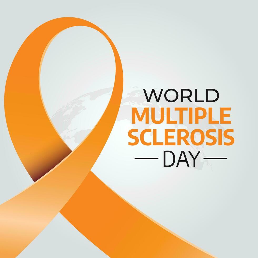 World Multiple Sclerosis Day design template for celebration. orange ribbon for World Multiple Sclerosis Day. orange ribbon design illustration. flat ribbon. vector