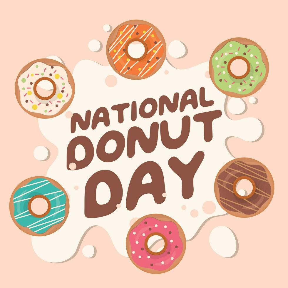 national donut day design template for celebration. donut vector design. donut illustration. flat donut illustration.