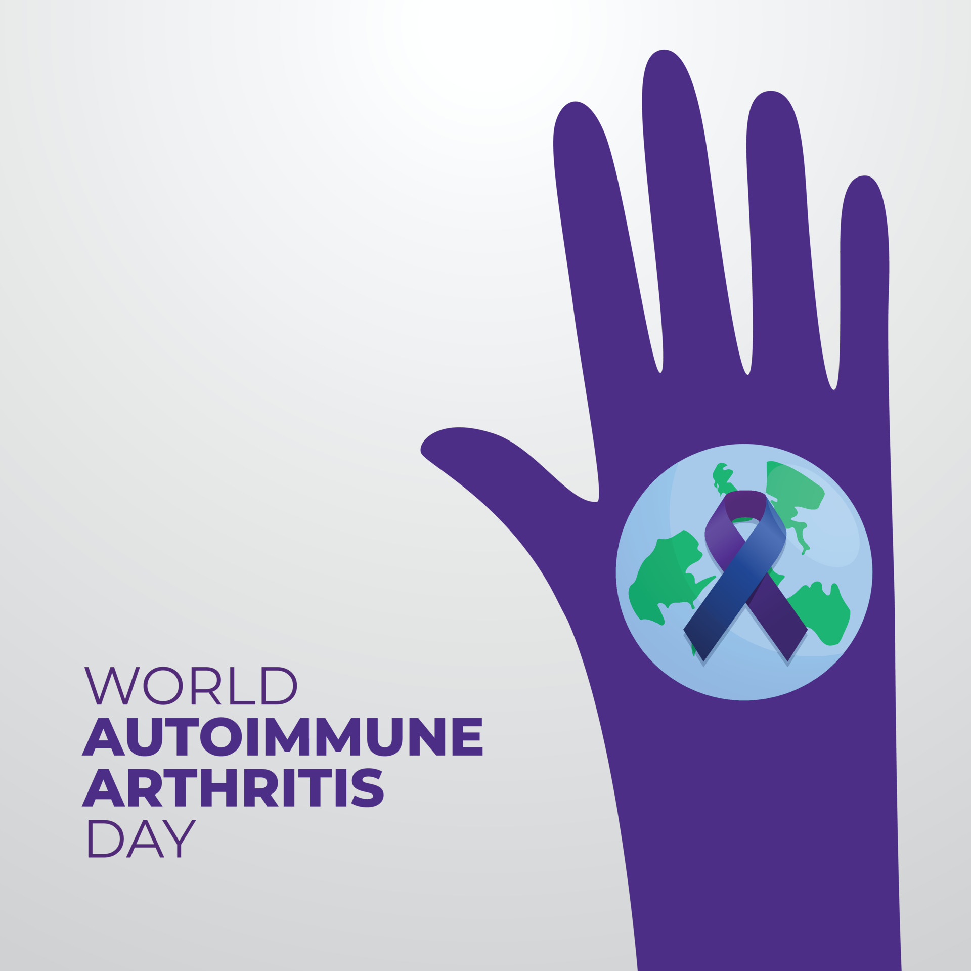 World Autoimmune Arthritis Day design template for celebration. purple