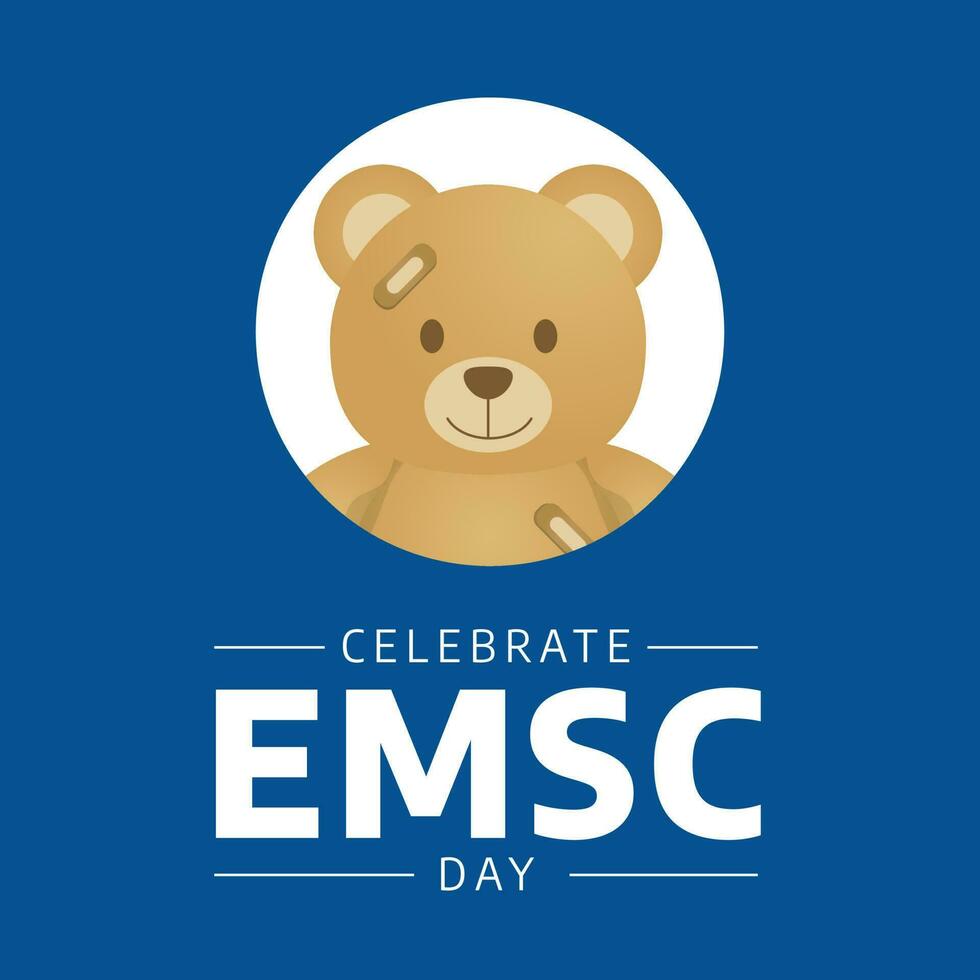 Emergency Medical Services for Children Day design template for celebration. emergency medical for children bear illustration. emsc bear vector illustarion. flat wounded bear design.