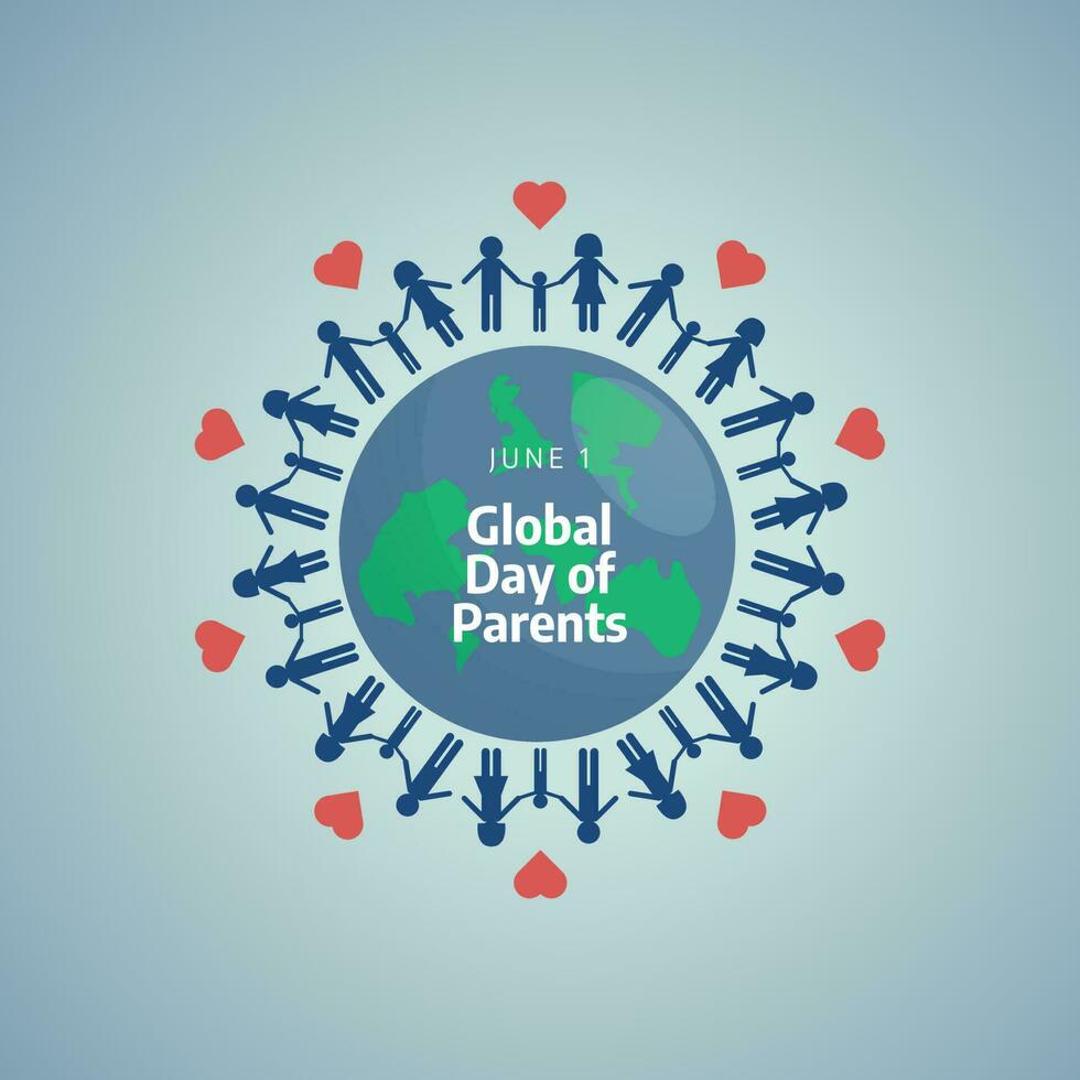 Global Day of Parents design template for celebration. global parents day vector design. parents or family illustration template. flat vetor design. globe vector.