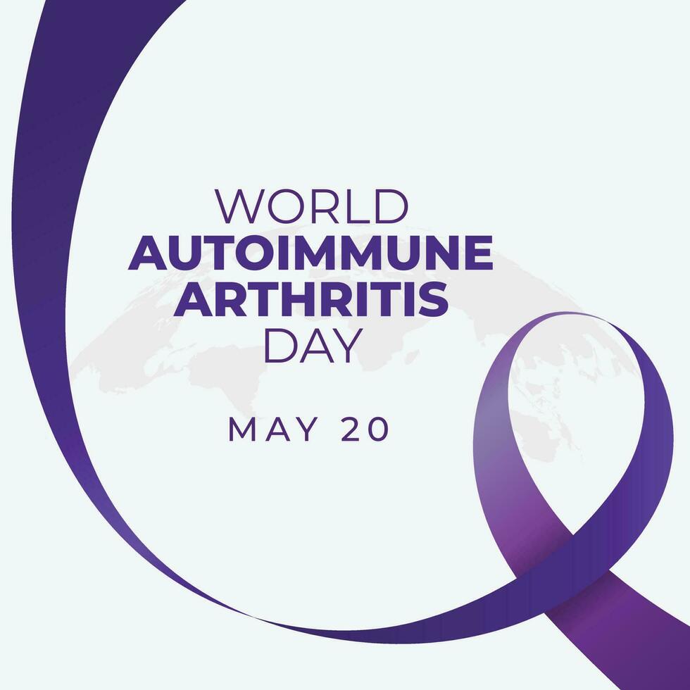 World Autoimmune Arthritis Day design template for celebration. purple ribbon. World Autoimmune Arthritis Day vector illustration. hand vector design. ribbon illustration.