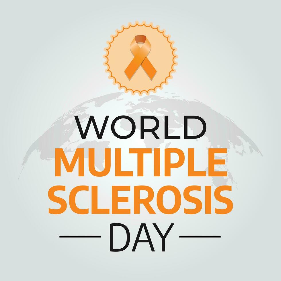 Multiple Sclerosis Day. World MS Day design with orange ribbon