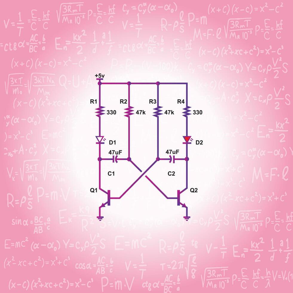 un circuito diagrama con el número de componentes etiquetado para física resumen vector antecedentes.