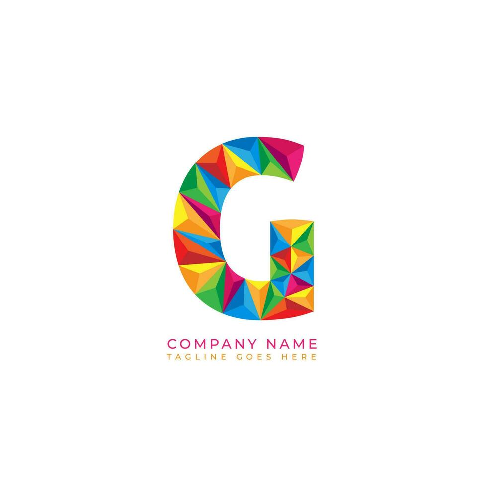 Colorful letter g logo design for business company in low poly art style vector