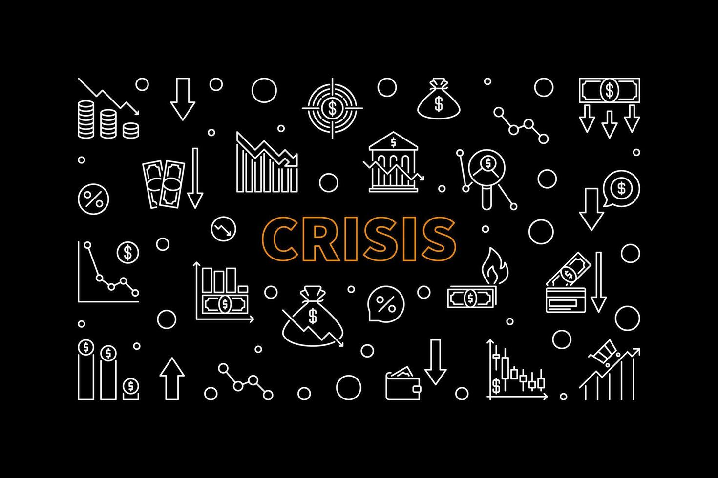 Crisis vector concept horizontal banner. Economy Recession illustration