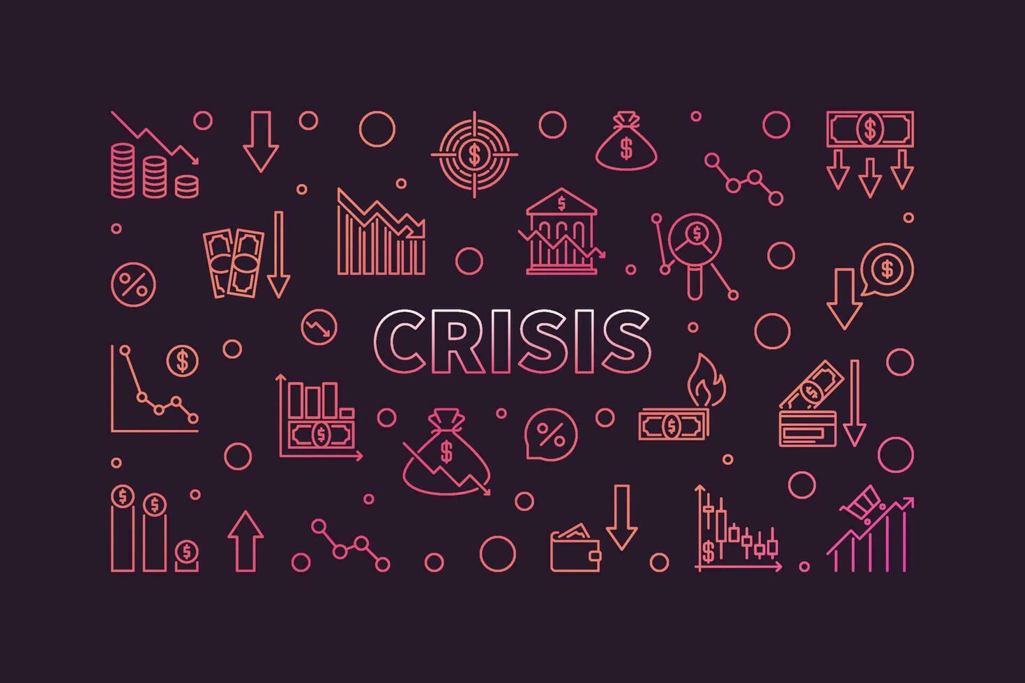 Crisis vector horizontal colored banner - Economy Recession illustration