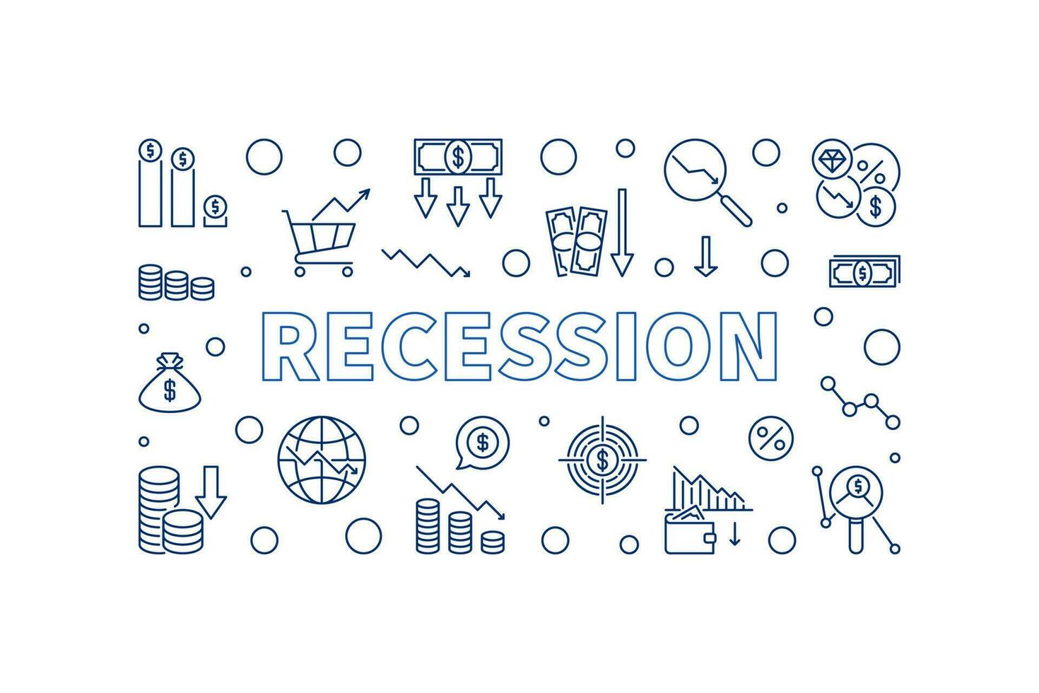 Recession vector horizontal banner - Economic Crisis illustration