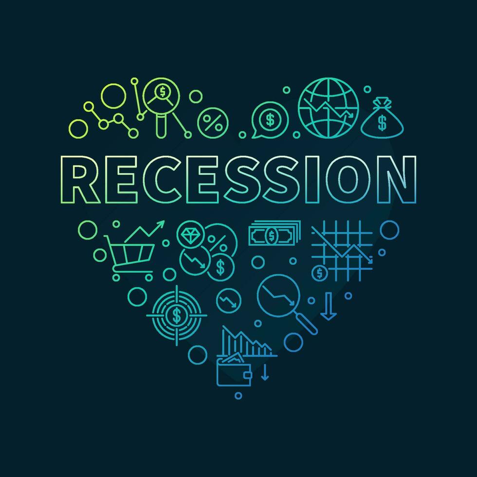 Recession vector concept heart shaped colored banner. Financial Crisis illustration