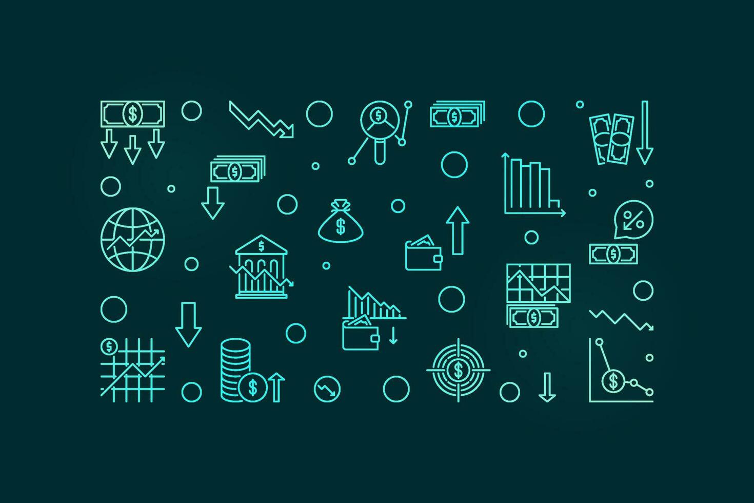 Monetary and Fiscal Policy vector colorful horizontal banner. Macroeconomics concept illustration