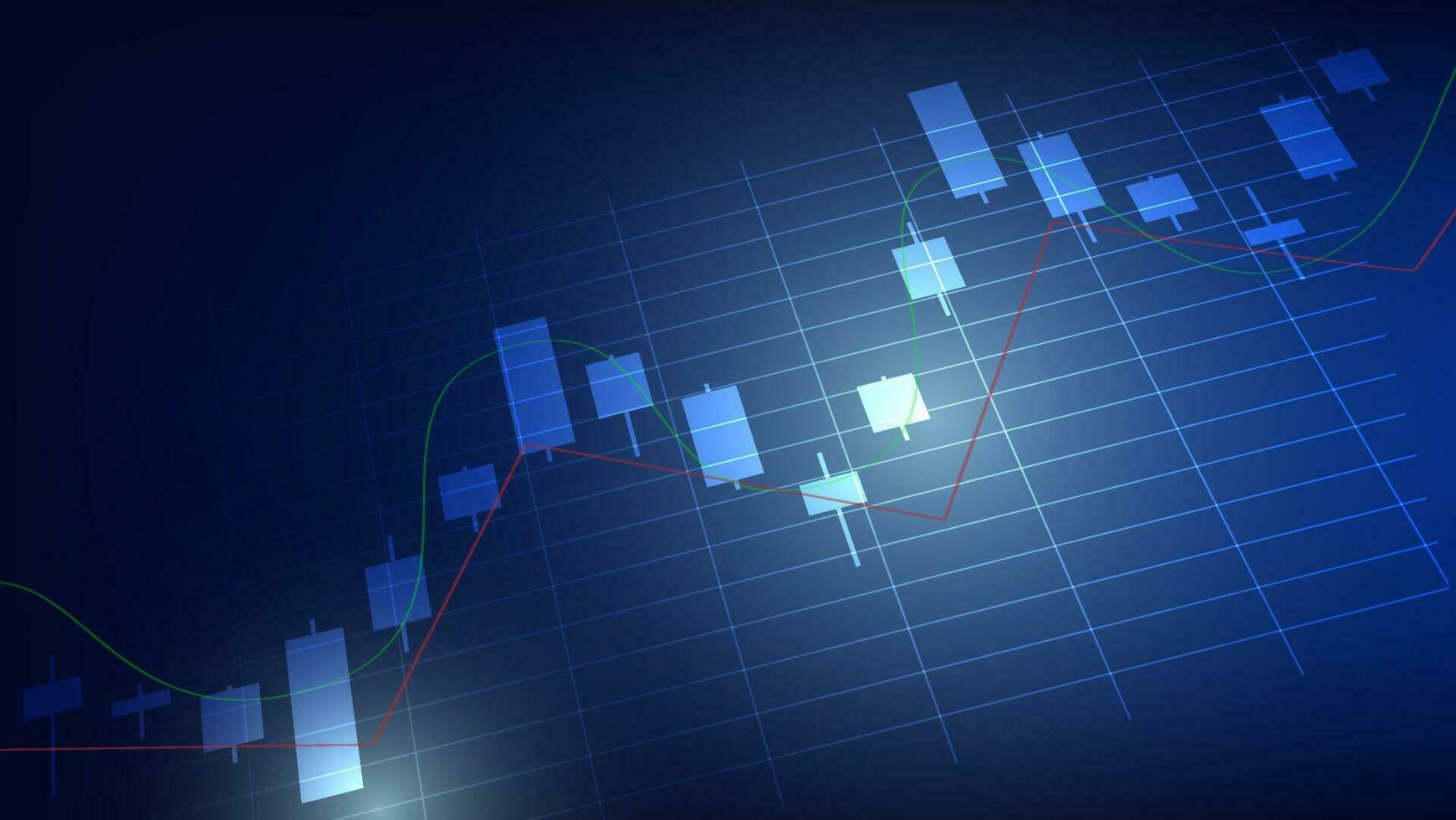 finance background. candlesticks chart on dark screen. stock market and business investment concept vector