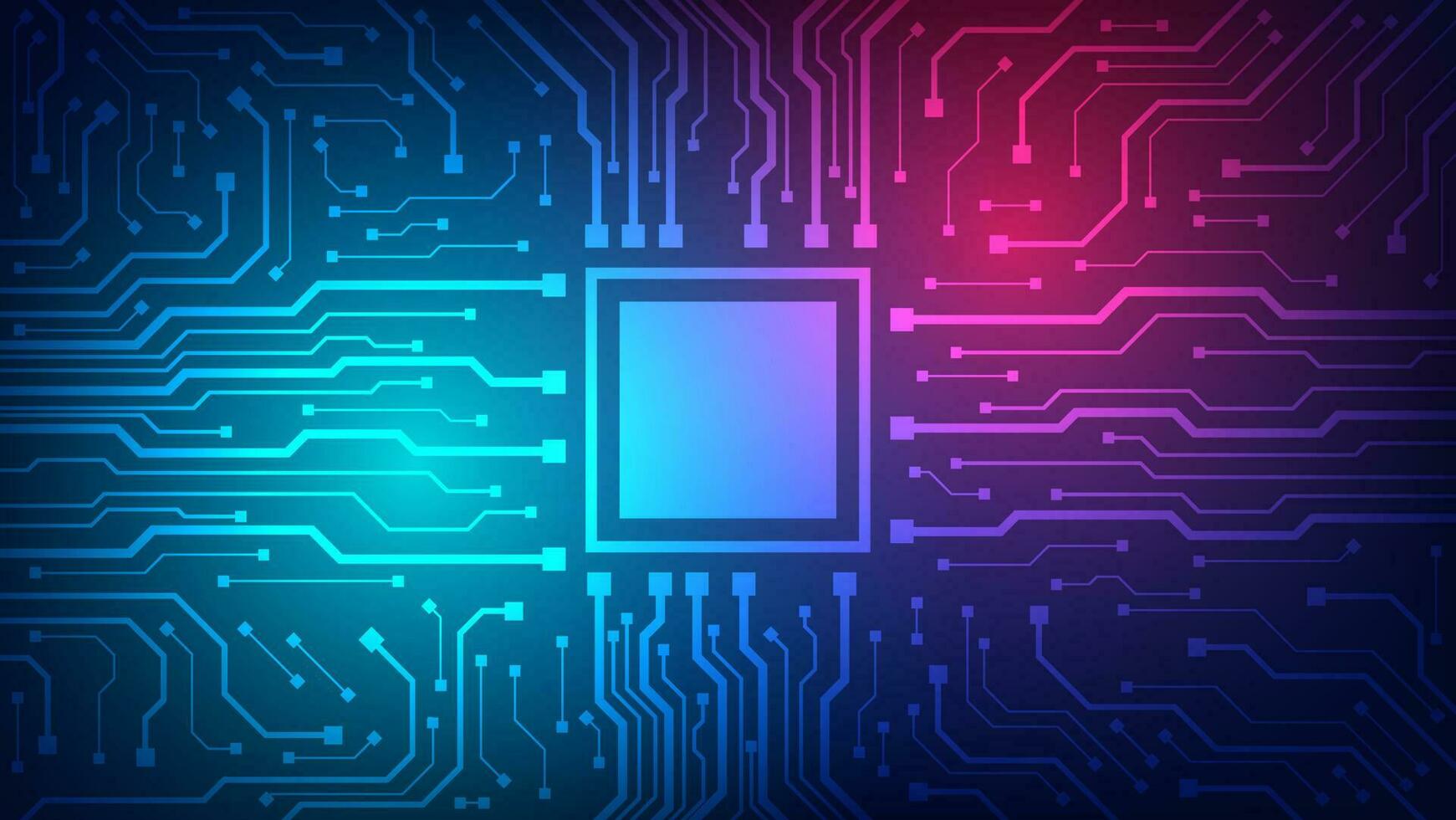 placa de circuito digital de alta tecnología. ai pad y líneas eléctricas conectadas sobre fondo de iluminación azul. concepto de elemento de diseño de tecnología futurista vector