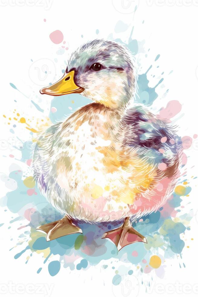duck nursery pastel on white background photo