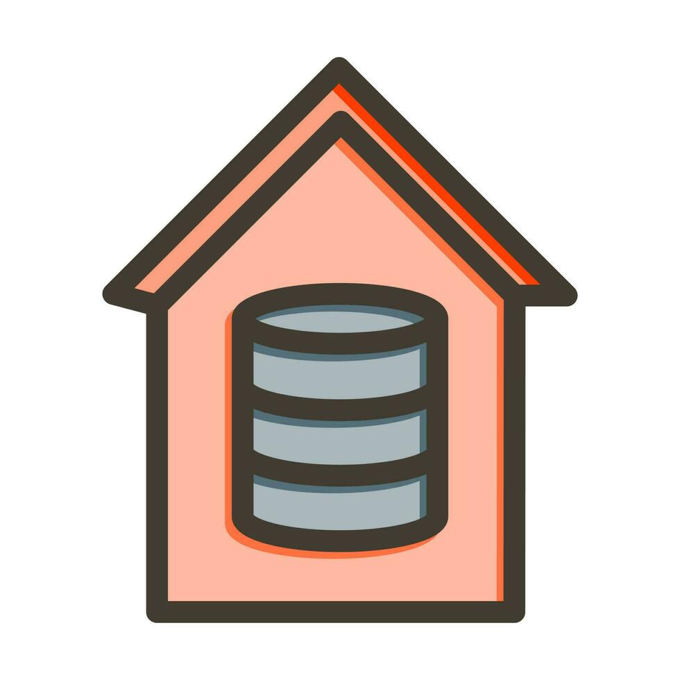 Data House Vector Thick Line Filled Colors Icon Design