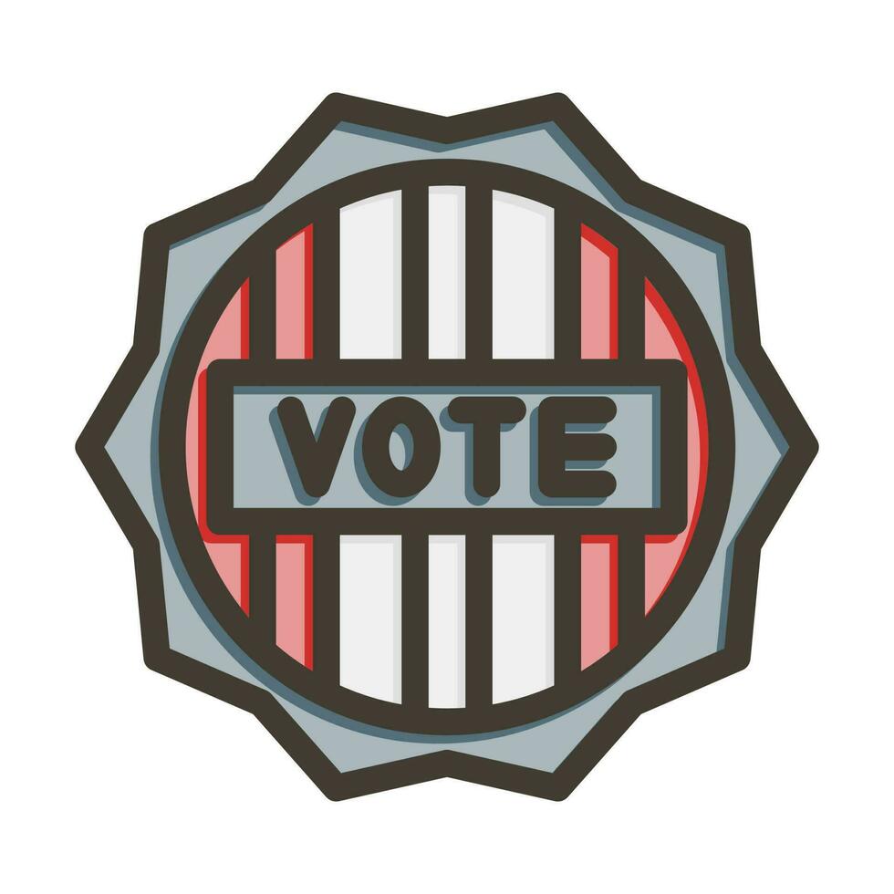 Vote Badge Vector Thick Line Filled Colors Icon Design
