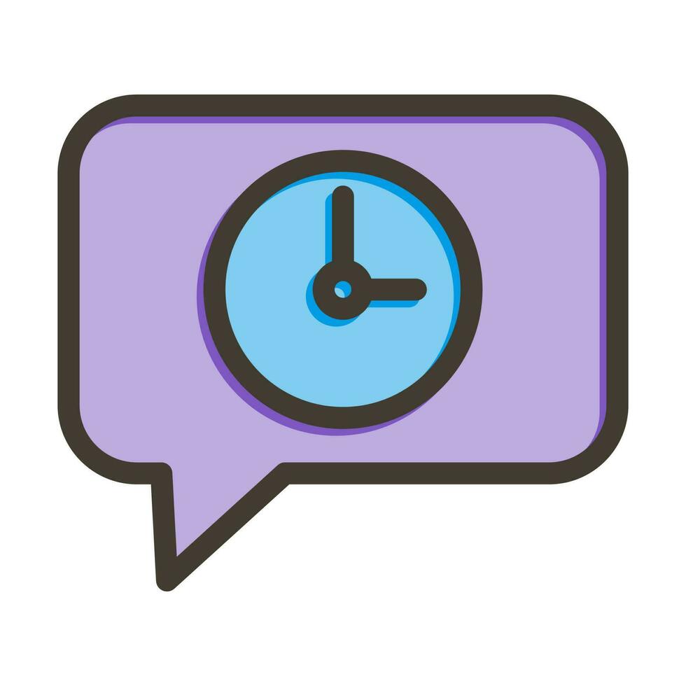 Message Clock Vector Thick Line Filled Colors Icon Design