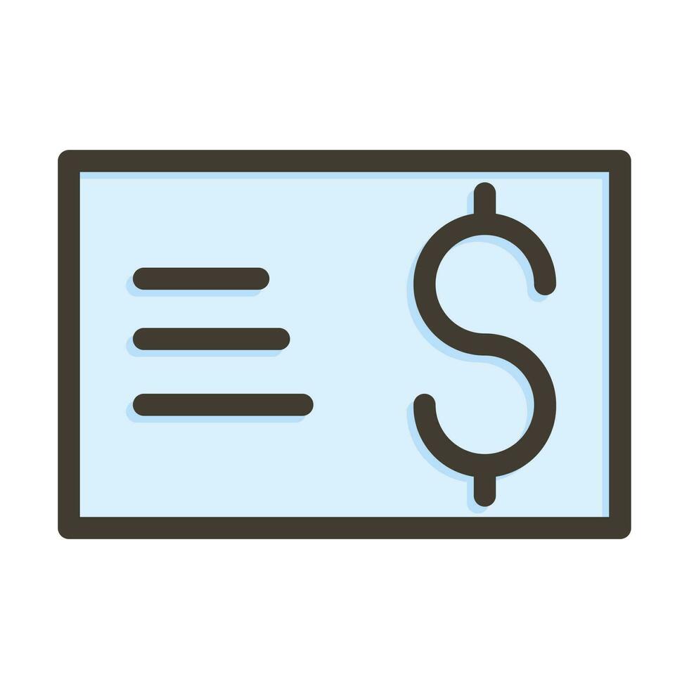 cheque de pago vector grueso línea lleno colores icono diseño