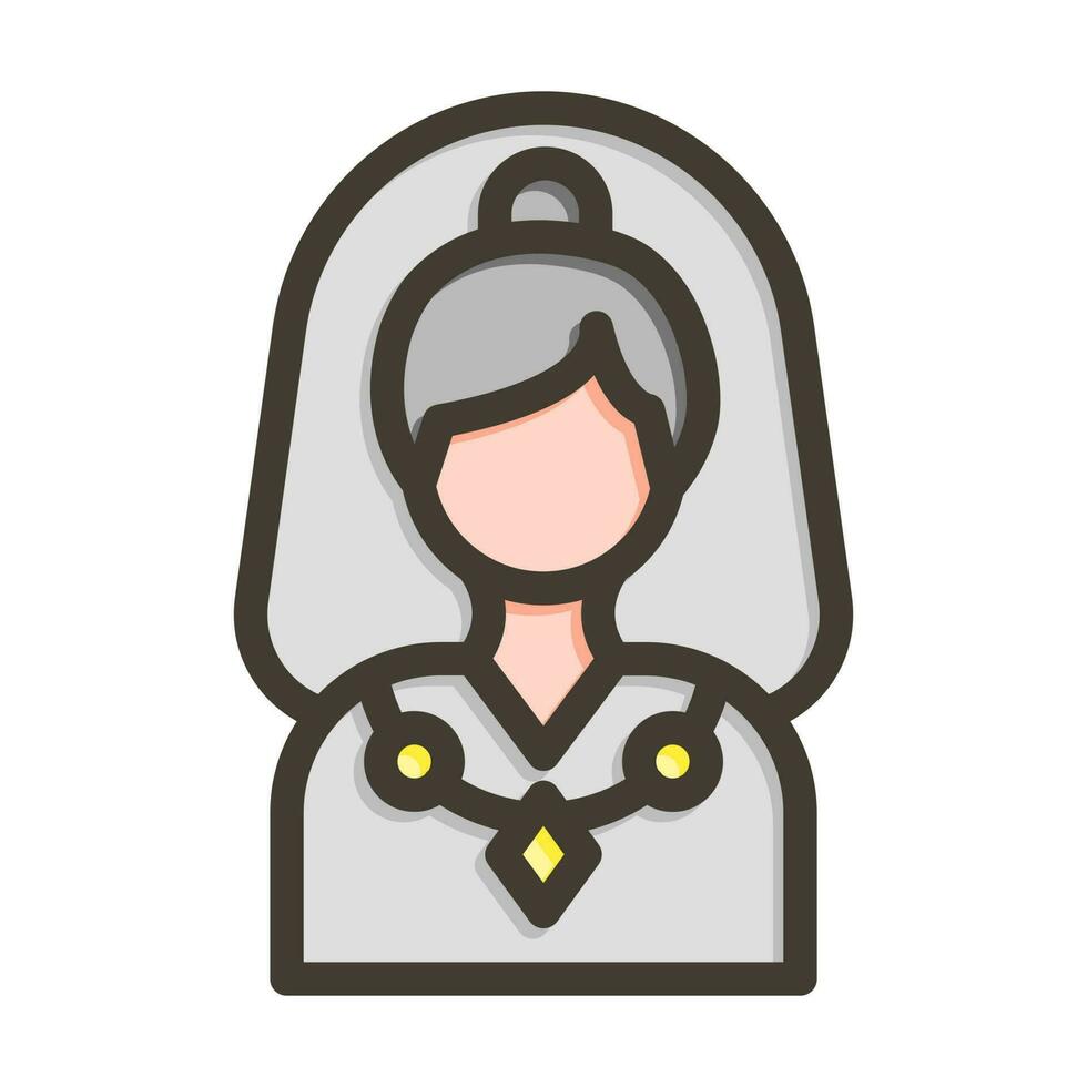 Bride Vector Thick Line Filled Colors Icon Design
