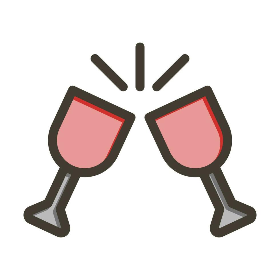 Cheers Vector Thick Line Filled Colors Icon Design