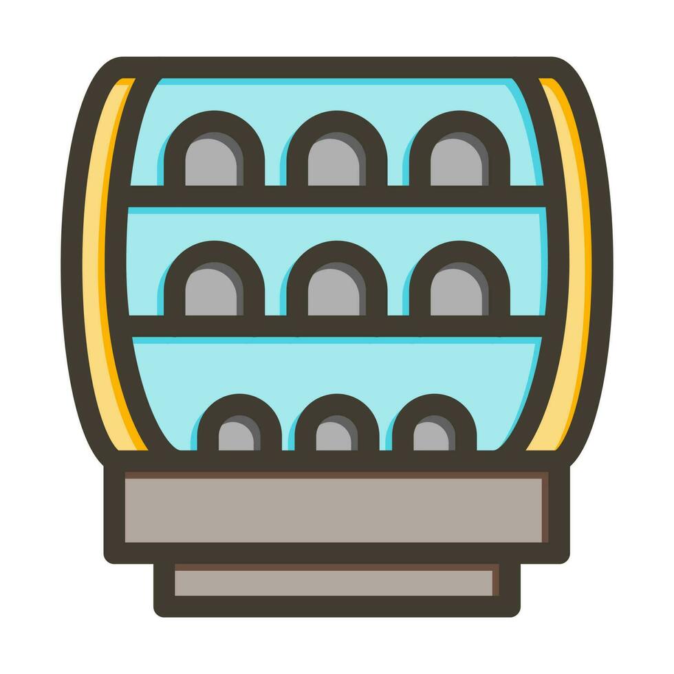 Display Case Vector Thick Line Filled Colors Icon Design