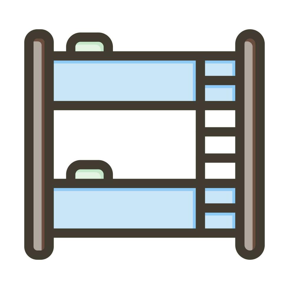 Bunk Bed Vector Thick Line Filled Colors Icon Design