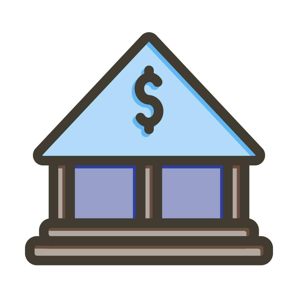 Bank Vector Thick Line Filled Colors Icon Design
