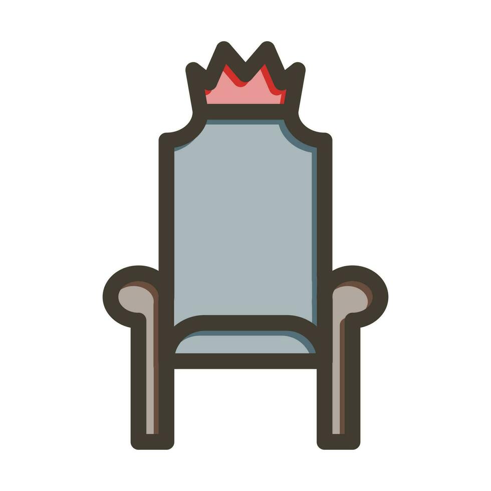 Throne Vector Thick Line Filled Colors Icon Design