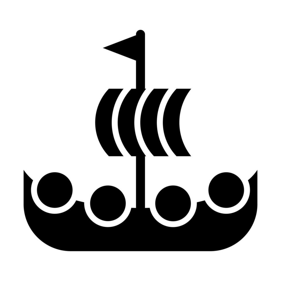 Viking Ship Vector Glyph Icon Design