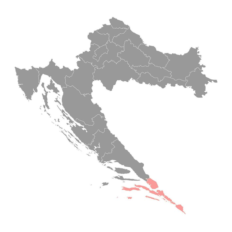 Dubrovnik neretva condado mapa, subdivisiones de Croacia. vector ilustración.